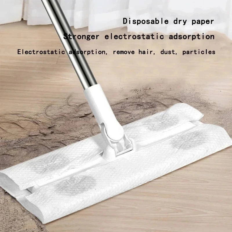 Disposable Mop Cloth Cleaning Mop 360° Rotating Dry and Wet Flat Household Electrostatic Dust Removal Mop Floor Tile Floor Clean