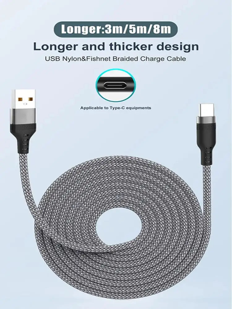 USB Type C Cable 5A Super Fast Charge Cable For Huawei 1m 3m 5m 8 Meter USB C Extension Cable for Samsung Xiaomi OPPO Universal