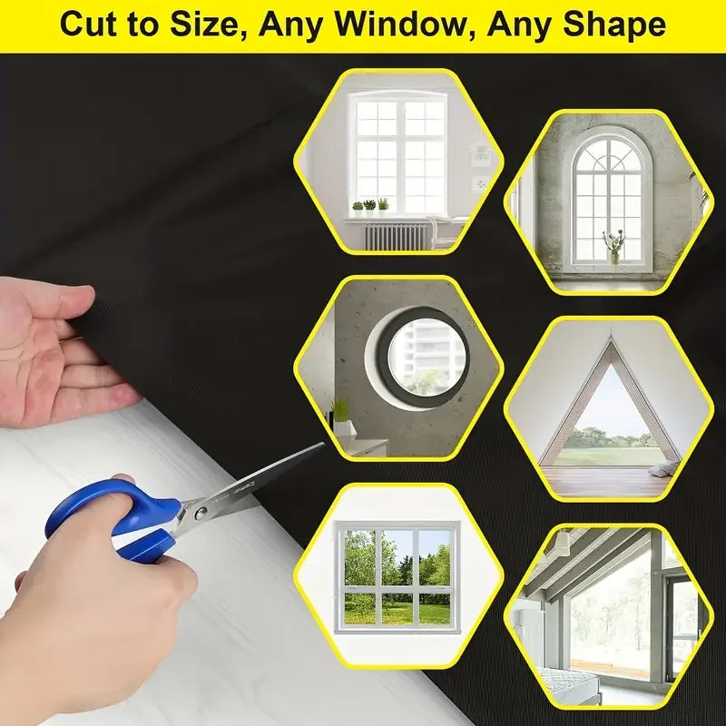 95-98% Blackout Curtain DIY Portable Travel Removable Blocking Darkest Window Film Cloth Self-adhesive Window Shades