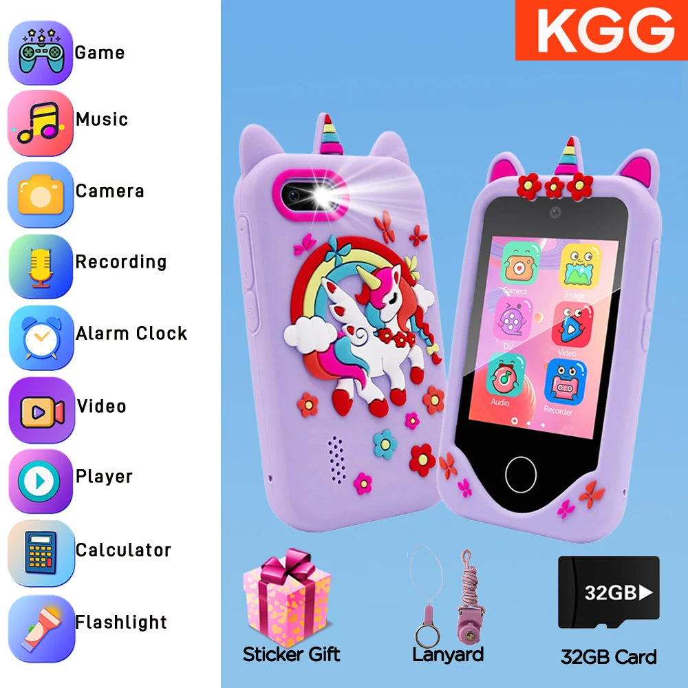 Kids Smart Phone Educational Toys Dual Camera Music Player Baby Phone With 32G Memory Game Learning For Boy Girls Brithday Gifts