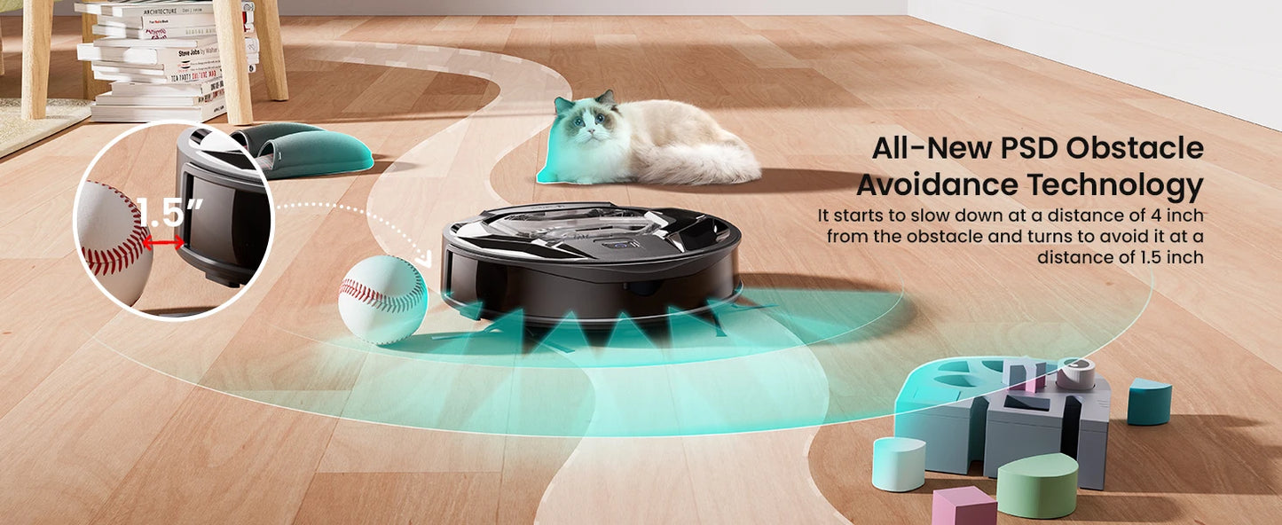 Lefant M320 Robot Vacuum Cleaner, Carpet Detection, 6,000 Pa Suction, Low Noise,  210 Mins Runtime, Self-Charging, Ideal for Har