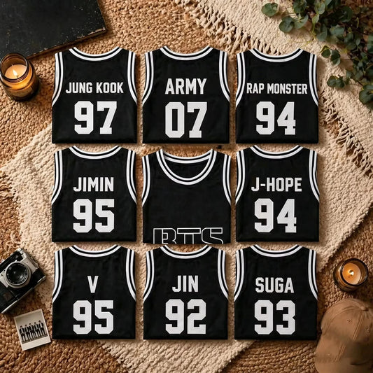 Hot New Concert K-pop Idol Surrounding Basketball Vest BTS Entertainment Concert Fans Commemoration for Men Women Kids Jersey