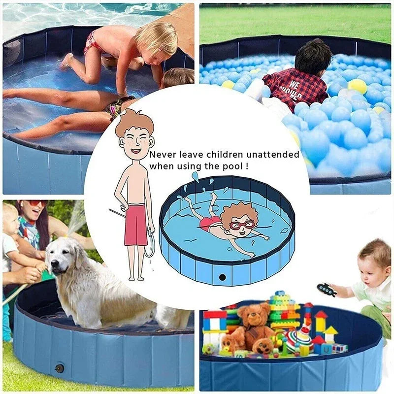 Portable Foldable Outdoor Pet Cleaning Pool - Hard Plastic Swimming & Bathing Tub - Ideal for Pet Baths & Kiddie Fun
