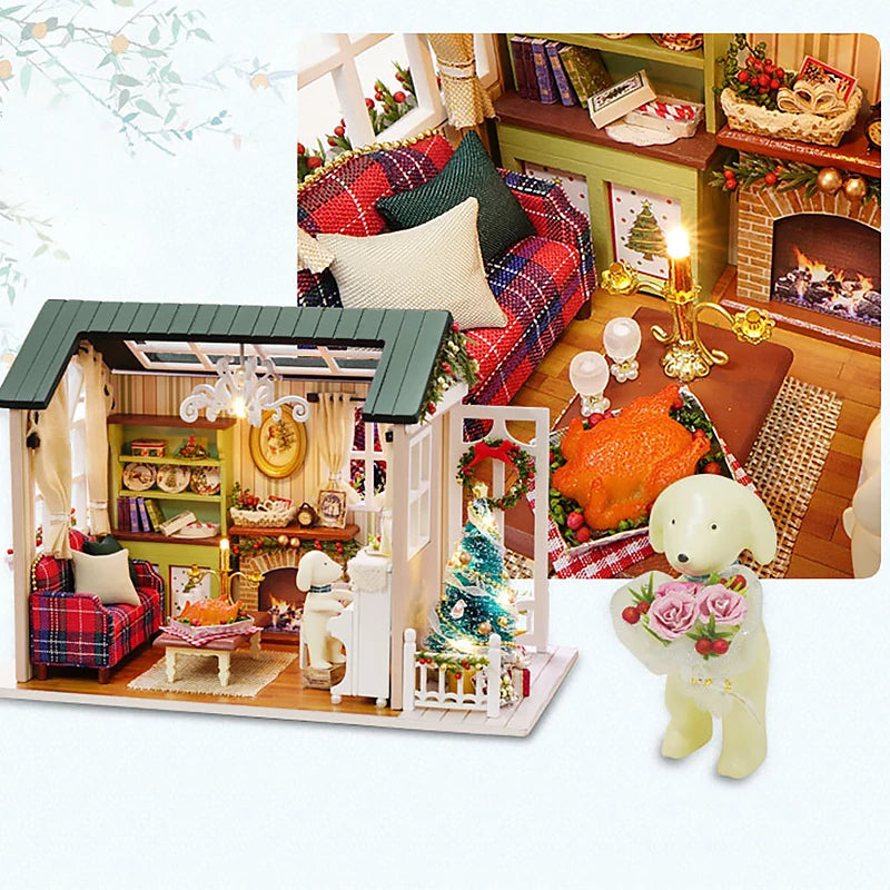 DIY Miniature Dollhouse Kit Assemble Puzzle 3D Wooden House Room Craft With Furniture LED Lights For Friends Birthday Gift Toys