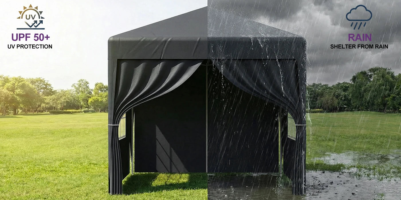 LOEFME 2x2M Pop Up Gazebo Waterproof Windproof Portable Outdoor Canopy Sun Shelter Removable 4 Sides Cloths Garden Camping Tent