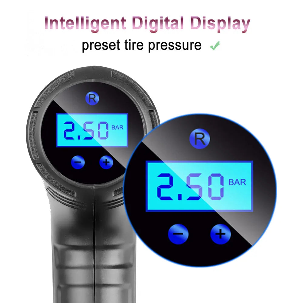 120W Wireless Digital Tire Inflator Portable Air Compressor Inflatable Pump 12V Air Pump Rechargeable For Car Motorcycle Tire