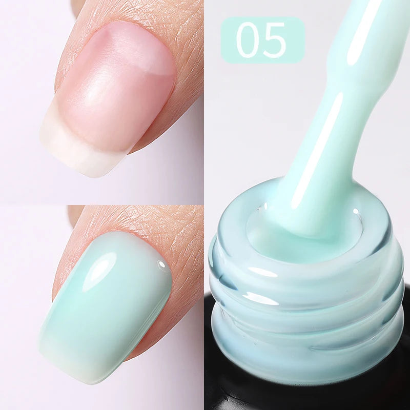 BORN PRETTY 15ml Jelly Nude Rubber Base Gel Natural Milky White Clear Semi permanent Self-Leveling Soak Off UV LED Gel Varnish