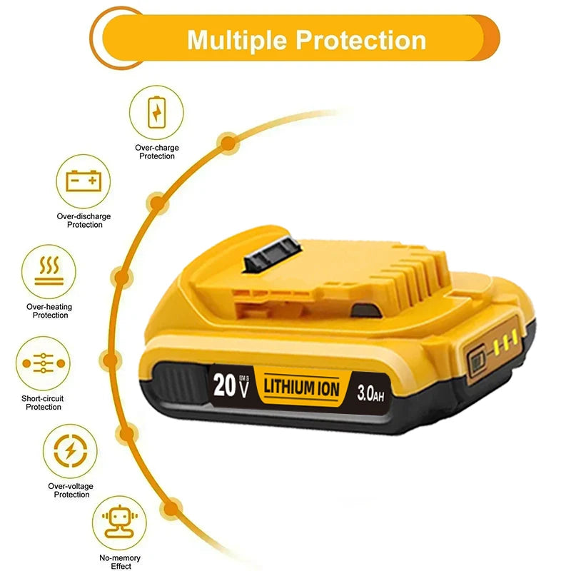 3.0Ah for Dewalt original 20V rechargeable tool battery DCB200 DCB201 DCB206 18V 20v 3AH .For Dewalt 18V 20V tool battery