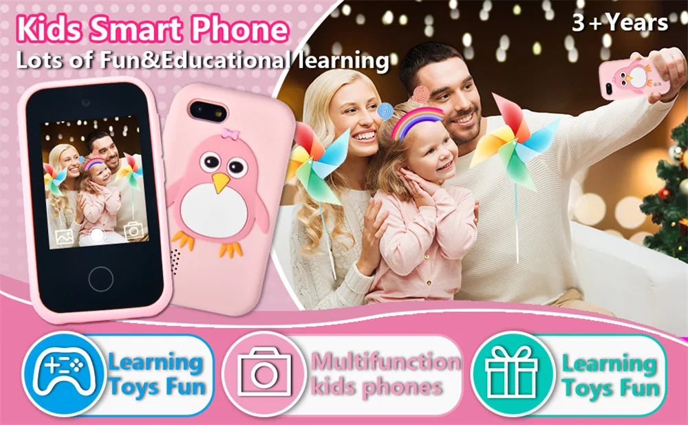 Kids Smart Phone Educational Toys Dual Camera Music Player Baby Phone With 32G Memory Game Learning For Boy Girls Brithday Gifts
