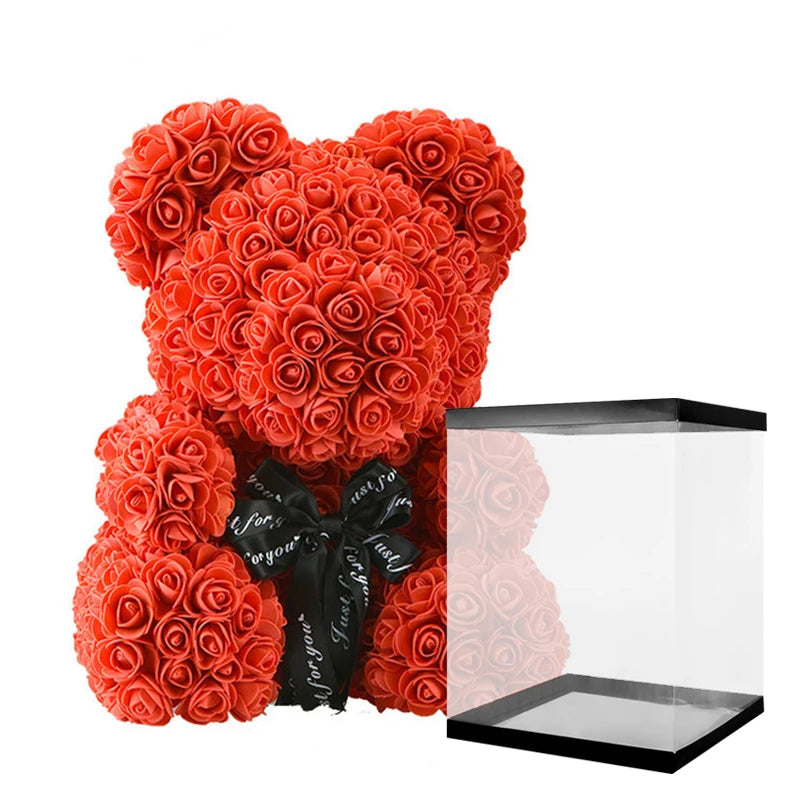 Girlfriend Gifts 25cm/40cm Soap Foam Bear Rose Teddy Rose Bear Artificial Flowers Wedding Birthday Valentines Gift for Women