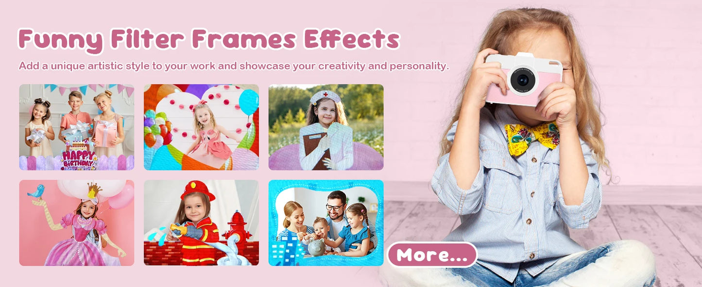 16X 48MP Kids Photography Camera Front Rear Dual Lens Boys Girls Digital Video Recorder Selfie Beginner Camera For Children