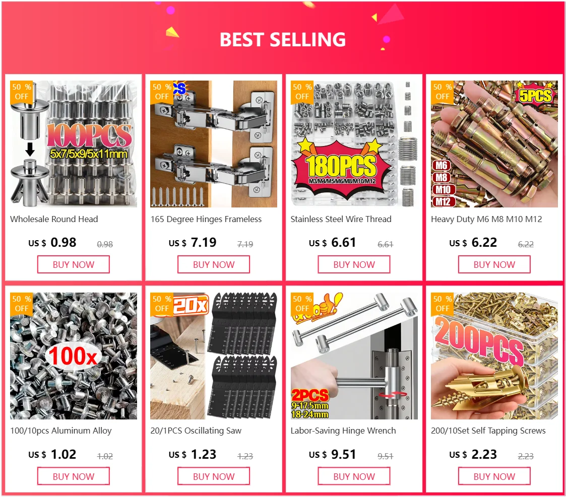 100/10x Hammer Drive Expansion Rivets Percussion Expansion Aluminum Nail Head Piercing Knock Type Small Tapping Screws Fasteners