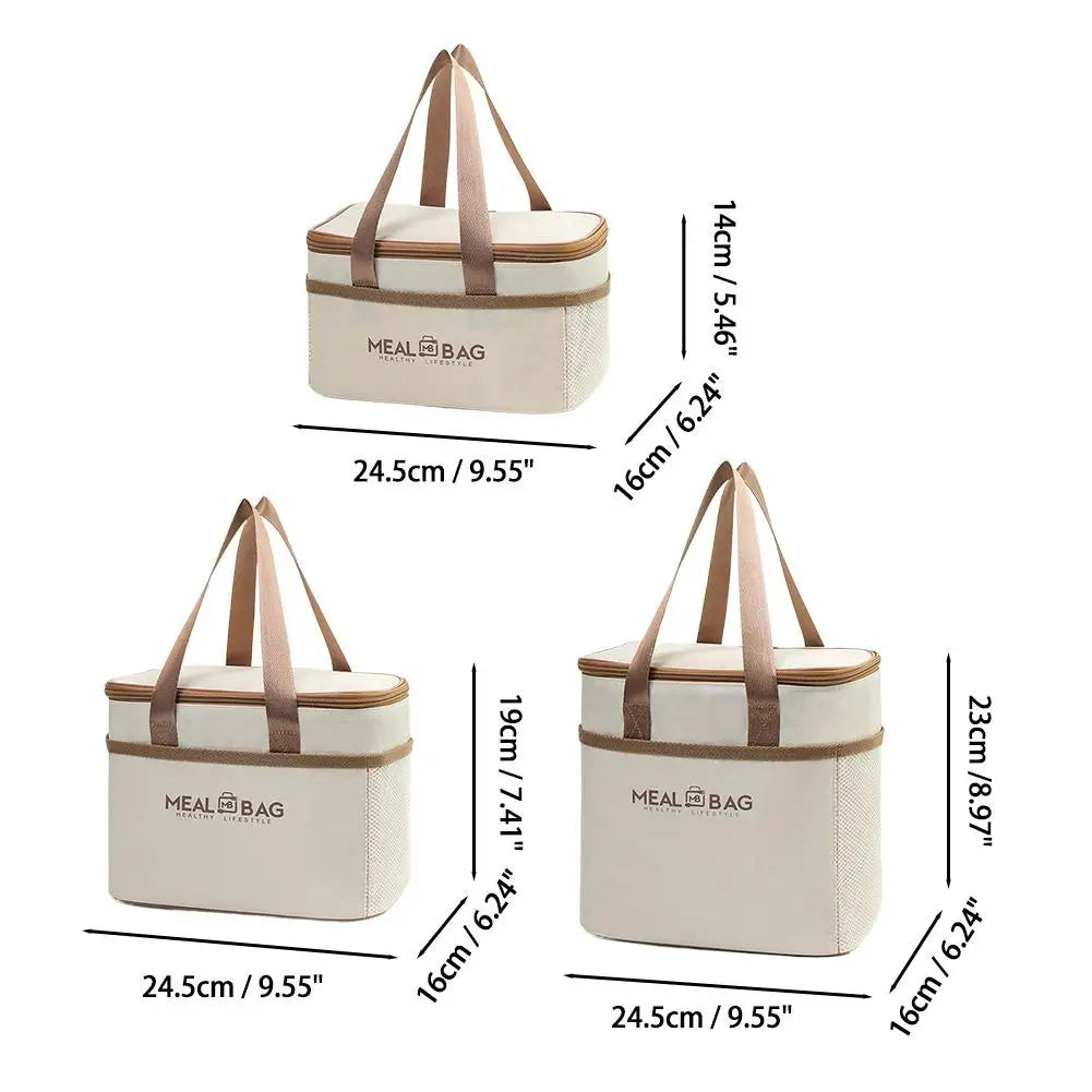 Large Capacity Tote Bento Insulated Lunch Bag Picnic Food Box Storage Ice Cooler Thermal Bag Portable Handheld Insulation Bags