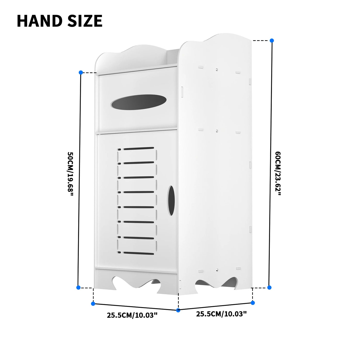 Bathroom Floor Cabinet, Bathroom Storage Cabinet Unit White Waterproof Wooden Cabinet with 2 Layers and 1 Doors Storage Unit