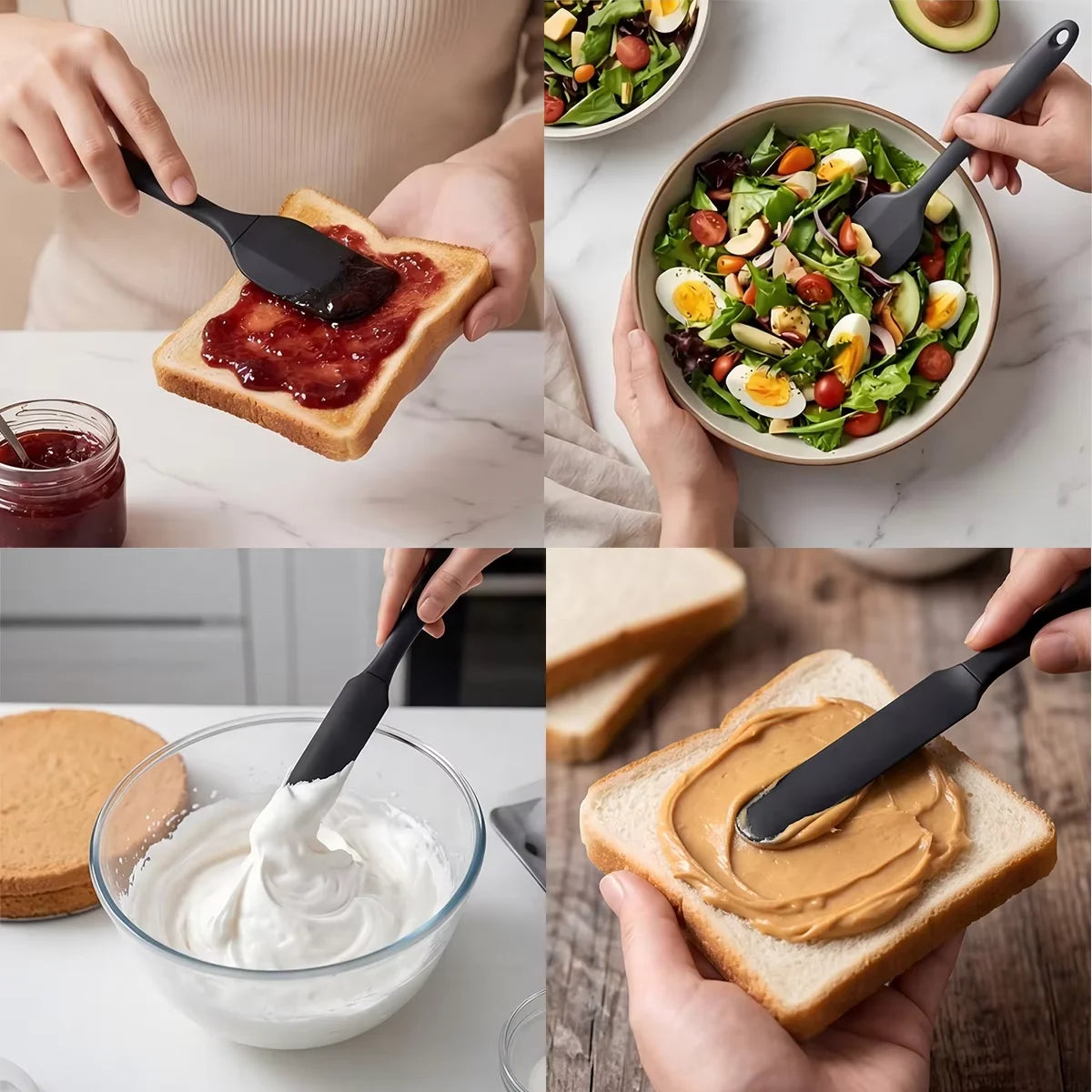 Silicone kitchenware 6-piece set, cream  scraper, spatula, oil brush, size scraper set baking tool，Non-integrated hand