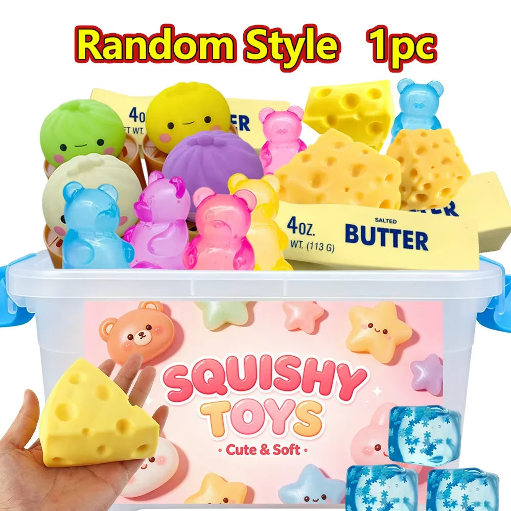 Hot Blind Box Mystery Kawaii Cat Paw Mochi Squishy, Simulated Food Fidget Toy, Cute Squeeze Foot Toy Antistress Stress-Relief