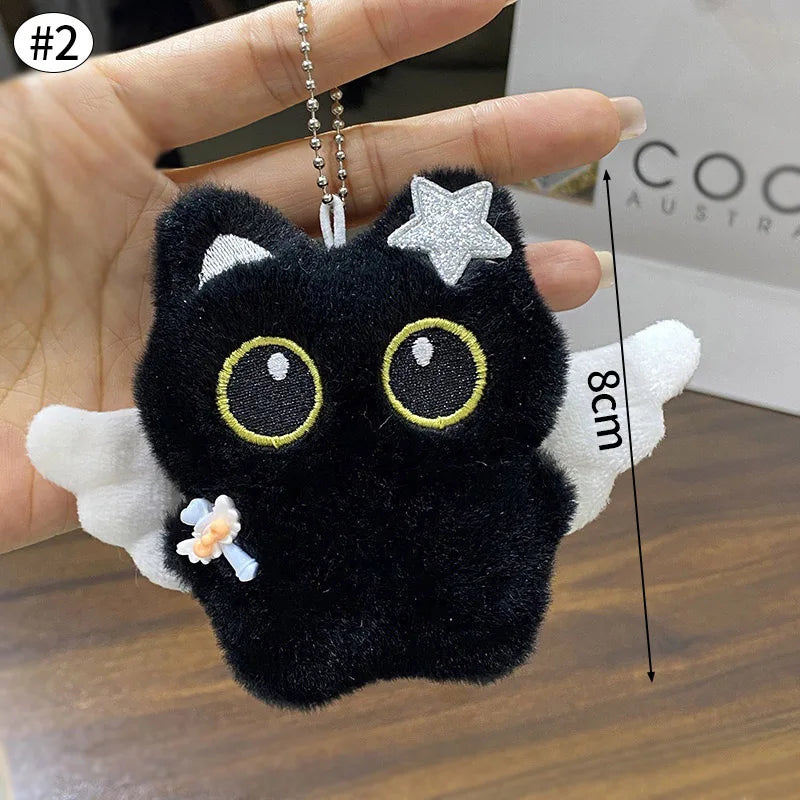 Cute Black Cat Plush Pendant Keychain Pilot Little Black Cat Hanging Backpack Keychain Creative Cat Plush Phone Keychain Gift