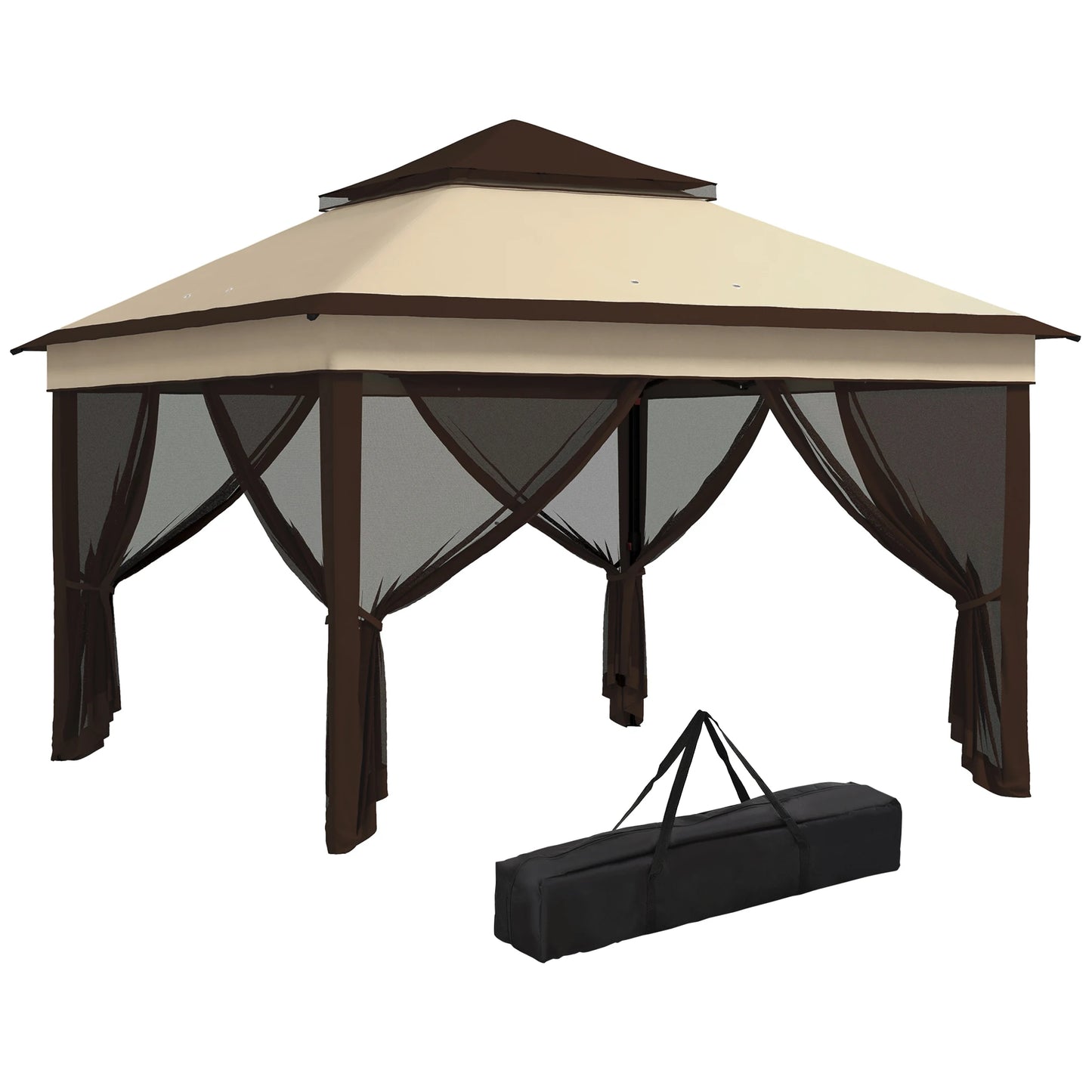 Outsunny 3 x 3(m) Pop Up Gazebo with Netting and Carrying Bag, Party Tent Instant Event Shelter, Height and UV-Resistant,, Beige