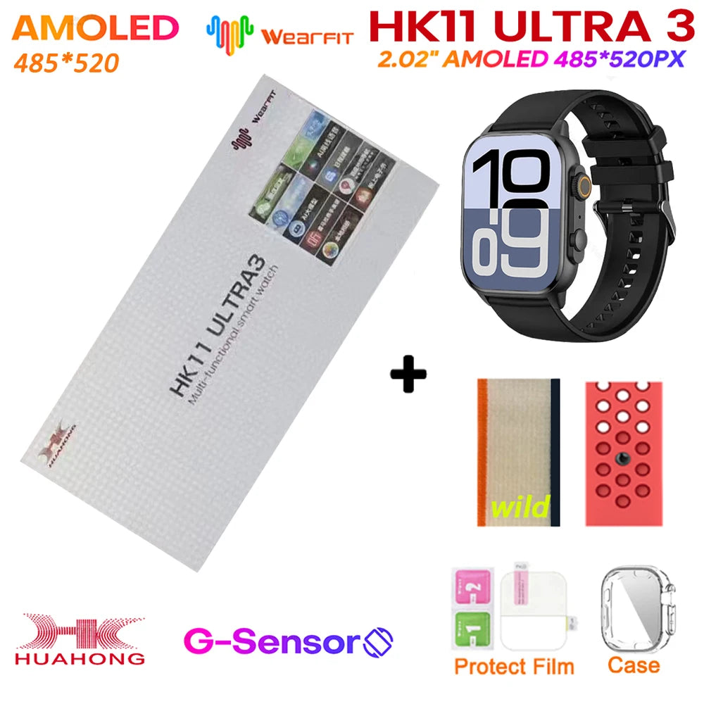 Upgrade Hk11 Ultra 3 Gen2 SmartWatch 4GB ROM AI ROBOT AMOLED Network 49mm G-Sensor ChatGPT NFC Compass GPS 3D Menu Music Watch