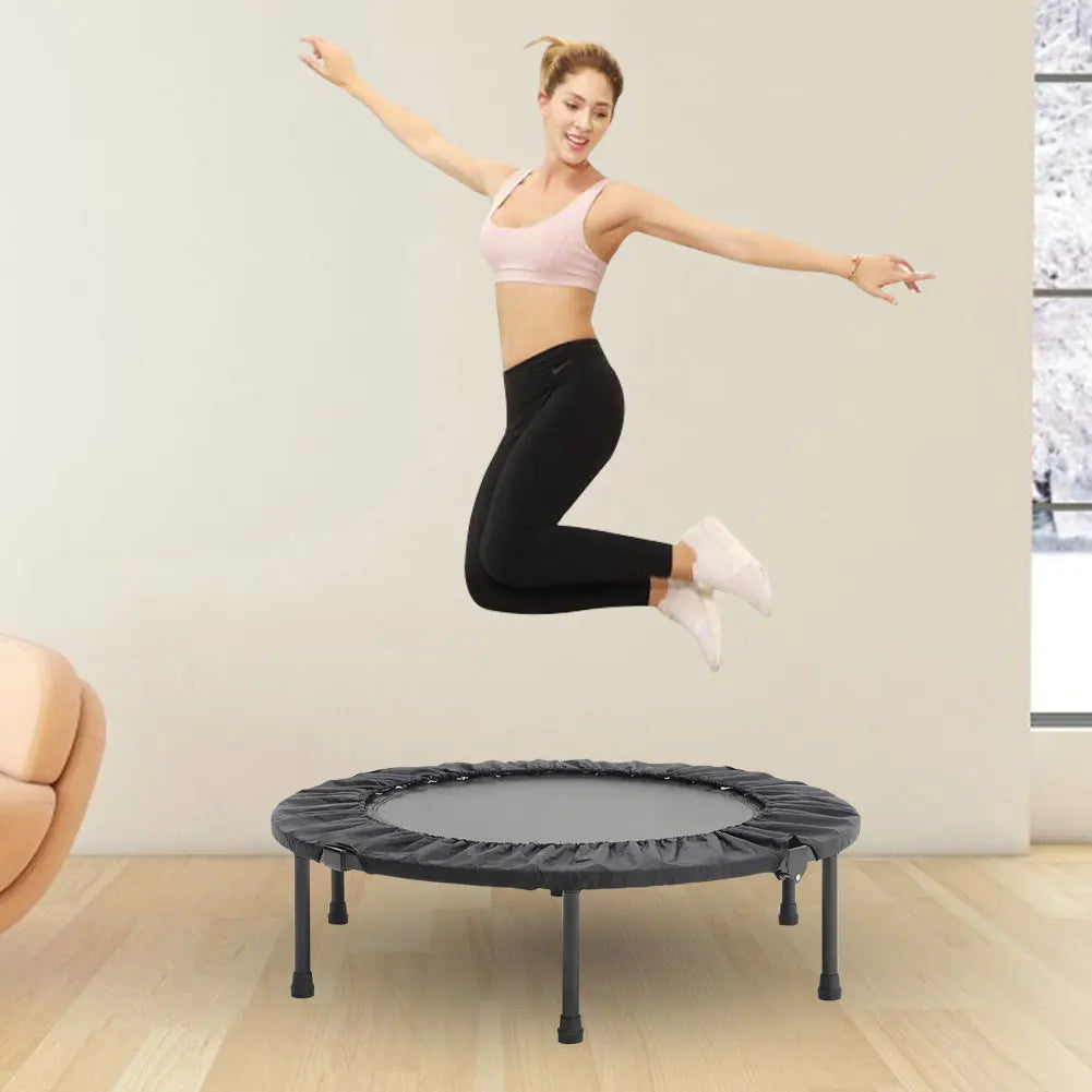 【Breeins】Folding Trampolines Fitness Indoor Exercise Workout Rebounder Sport Trampoline Handle Trampoline for Adults Jumping