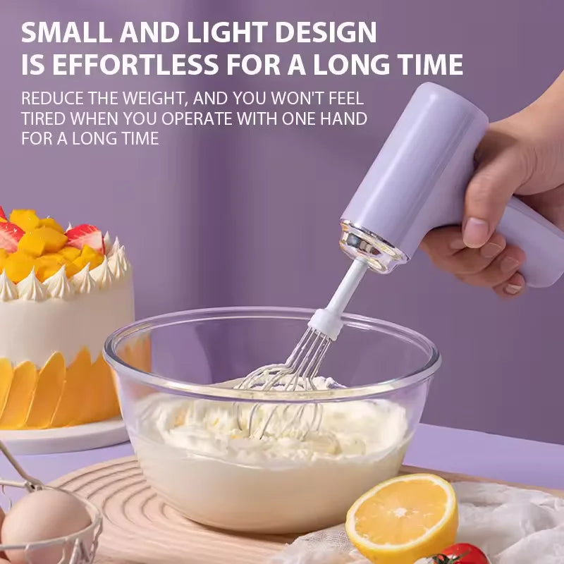 Handheld Electric Egg Beater Wireless Rechargeable Milk Frother Coffee Drink Mixer Milk Foamer Kitchen Tool For Cakes