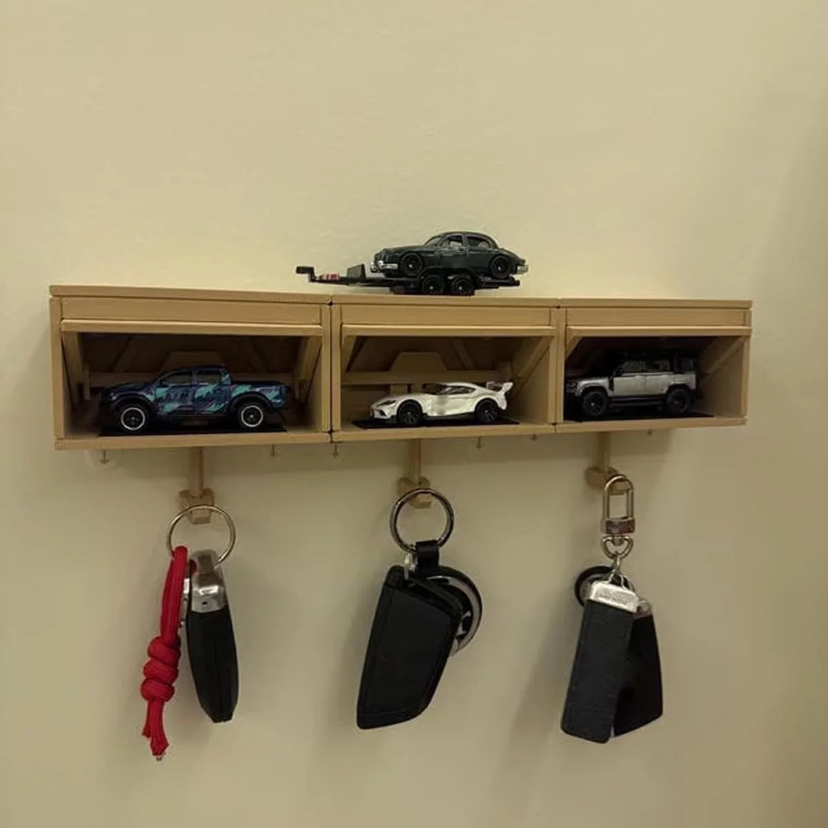 Home Decoration New 3D Printed Garage Switchable Key Holder Car -Actions Figures Themed Keychain Box - No Car Model