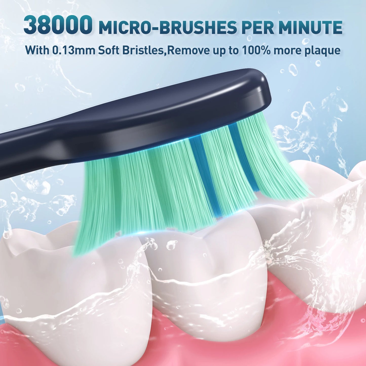 Sejoy Electric Sonic Toothbrush with 10 pcs Replacement Heads Rechargeable Waterproof Tooth Brushes for Home Travel