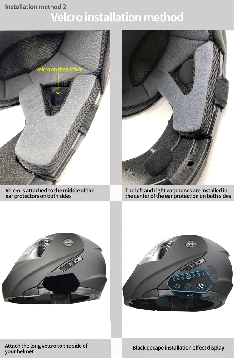 A10 Motorcycle Helmet Bluetooth Headset Wireless V5.0 Waterproof Handsfree Call Music Earphone 1000mAh Riders Moto GPS Headphone