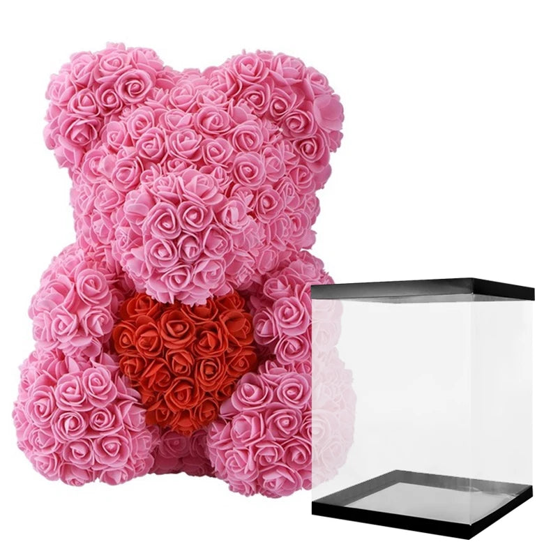 Girlfriend Gifts 25cm/40cm Soap Foam Bear Rose Teddy Rose Bear Artificial Flowers Wedding Birthday Valentines Gift for Women