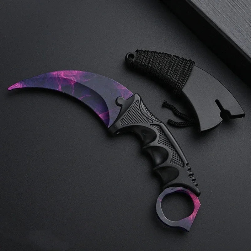 Unsharpened Safety Karambit Gift Knife Toy No Sharp Blade Cosplay Prop Plastic Training Knife for Role Play Game Collection
