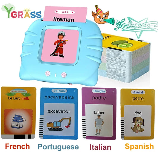 Alphabet Talking Flash Cards Educational Learning Interactive Memory Card Machine French Russian Italian Speech Toys For Kids