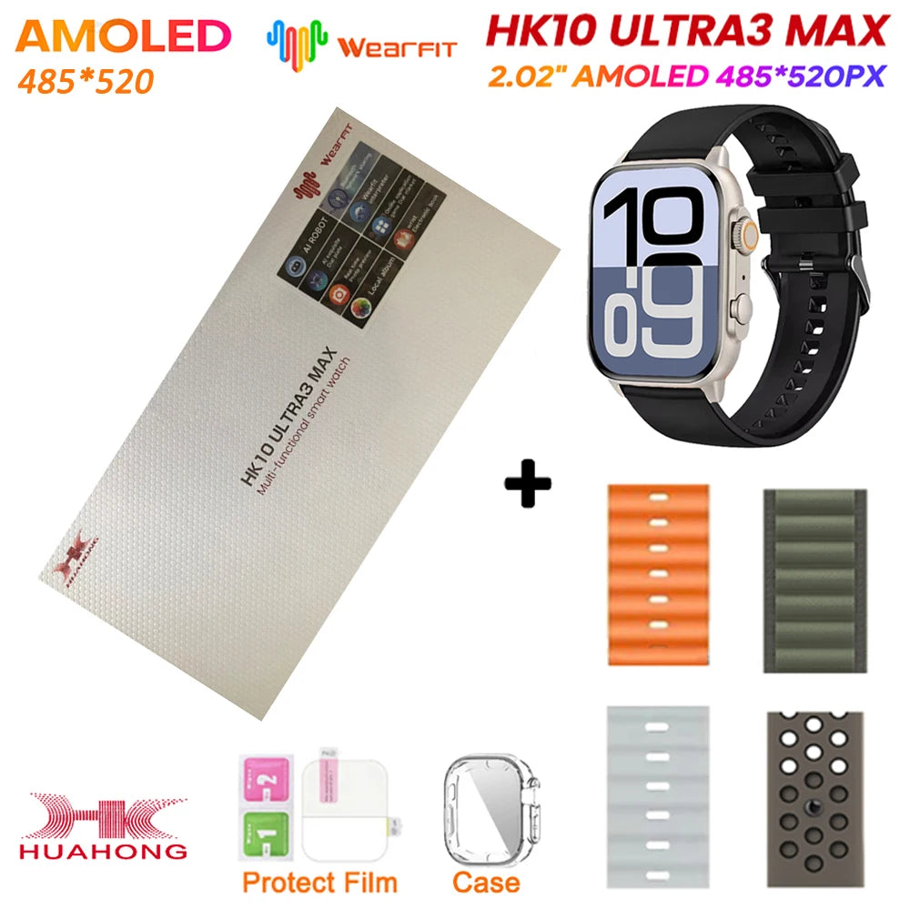 Original HK10 Ultra 3 MAX SmartWatch 2025 For Man Women 49mm HD AMOLED 4GB ROM AI ROBOT NFC GPS Smart Band Watch For IOS Android