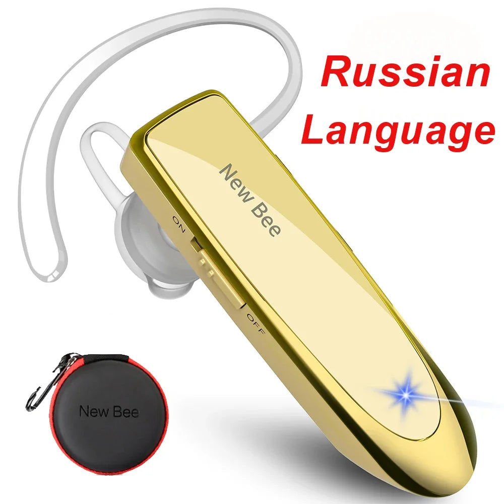 New Bee Bluetooth Headset Wireless Earphones Headphones with Mic 24Hrs Earbuds Single Earpiece Mini Handsfree for Driver Office
