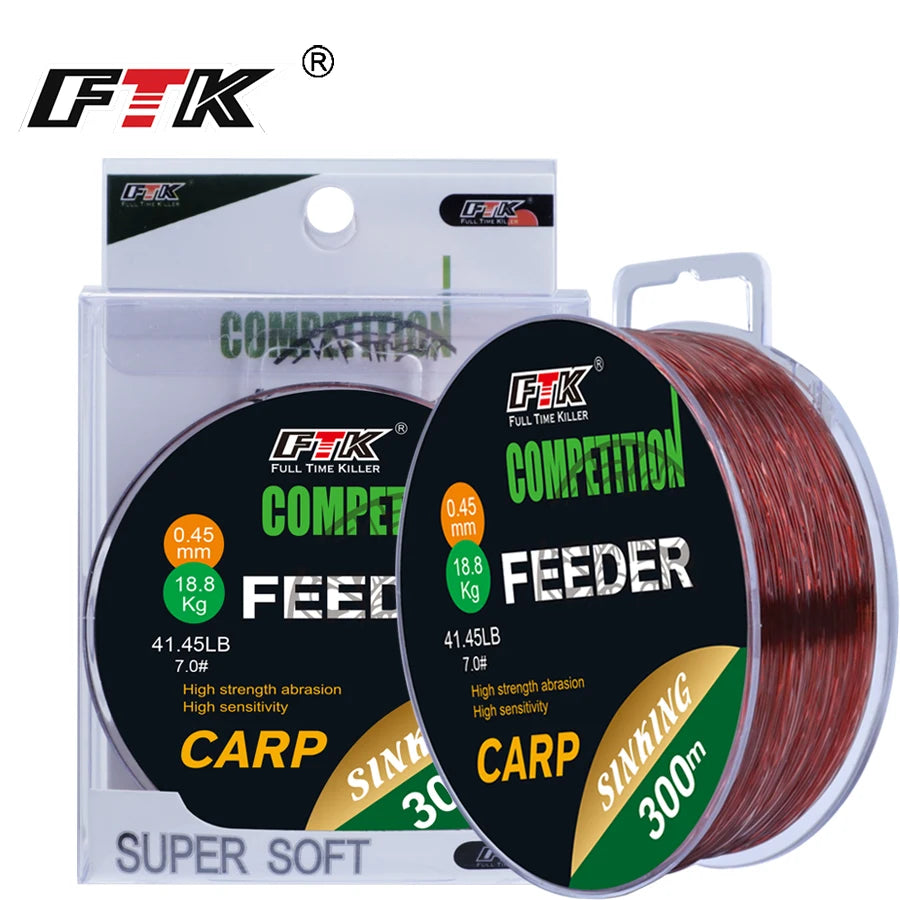 FTK 3D Invisible Carp Fishing Line Nylon150m/300m Super Strong Monofilament Fluorocarbon Tensile Spot Line for Pesca