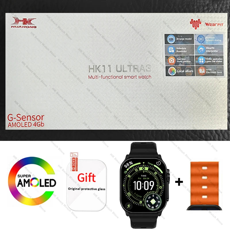 2026 New HK 11 ULTRA 3 Max Smartwatch 49mm AMOLED 4G ROM AI Robot Bluetooth Network Call Clock NFC Compass Smart Watch Men Women
