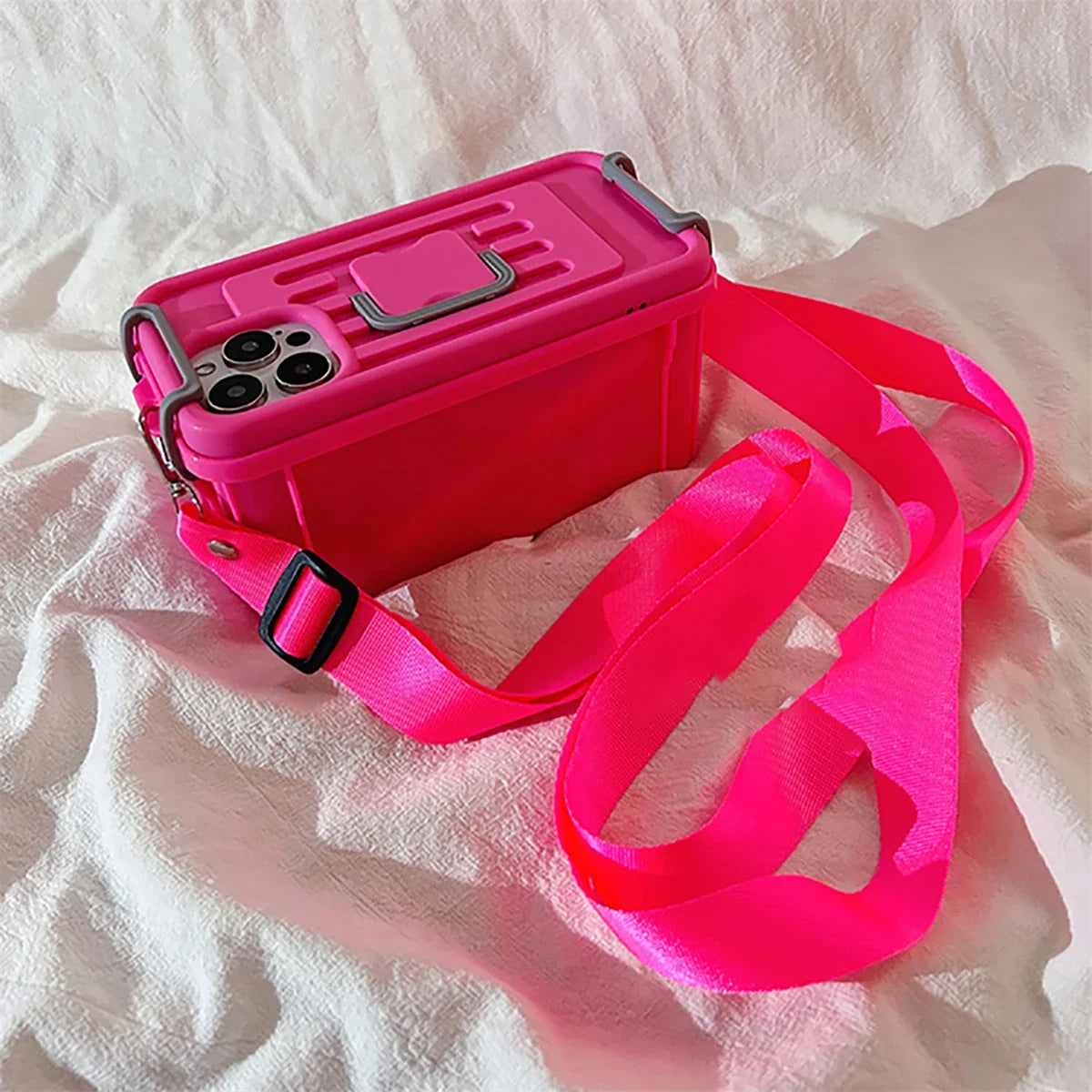 Hot Creative Storage Box Crossbody Lanyard Silicone Phone Shell For iPhone 11 12 13 14 15 Pro Max Funny Shockproof Soft Cover
