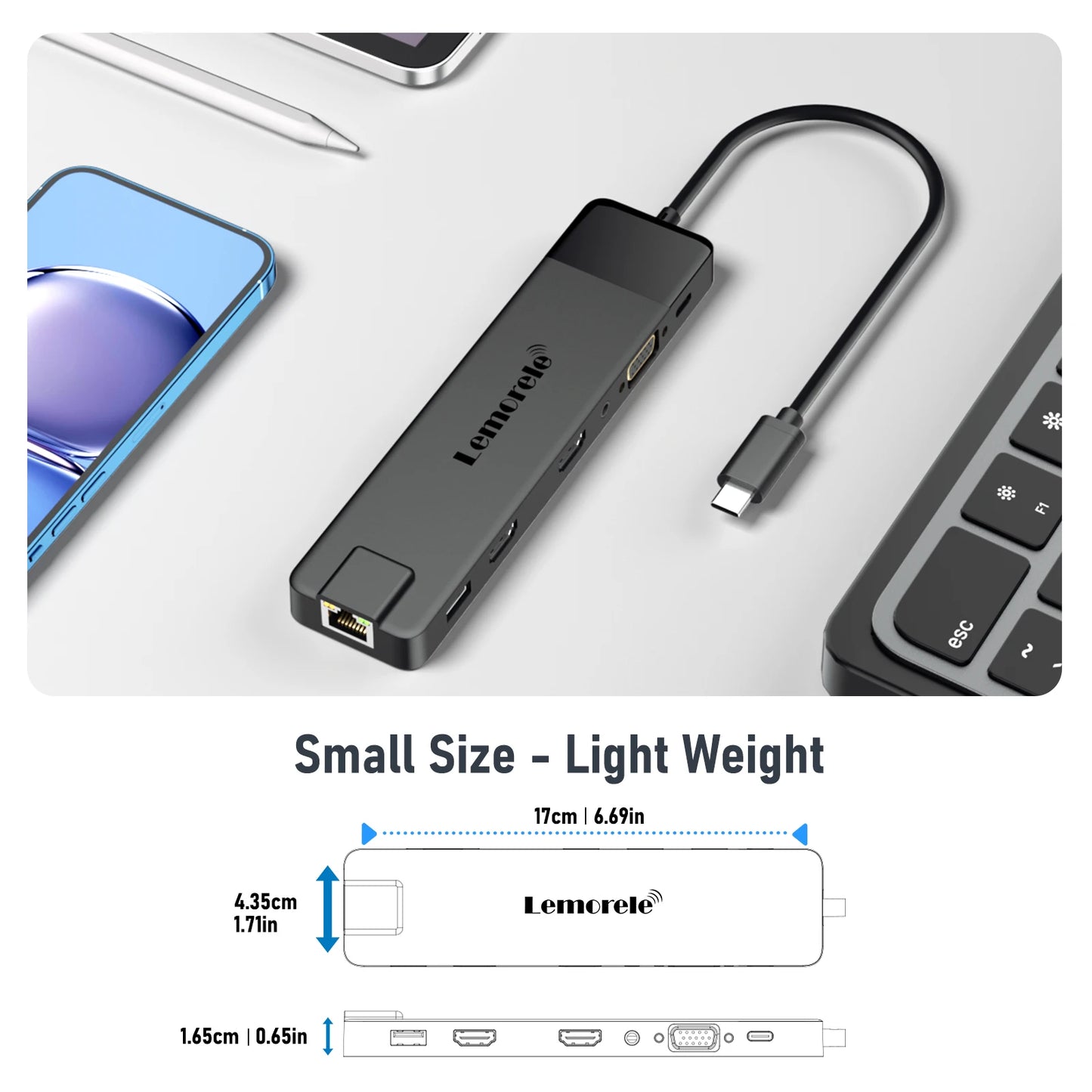 4K USB Hub USB C to Dual HDMI VGA Gigabit Docking Station USB 3.0 VGA Adapter SD Card Readers for Windows Laptop