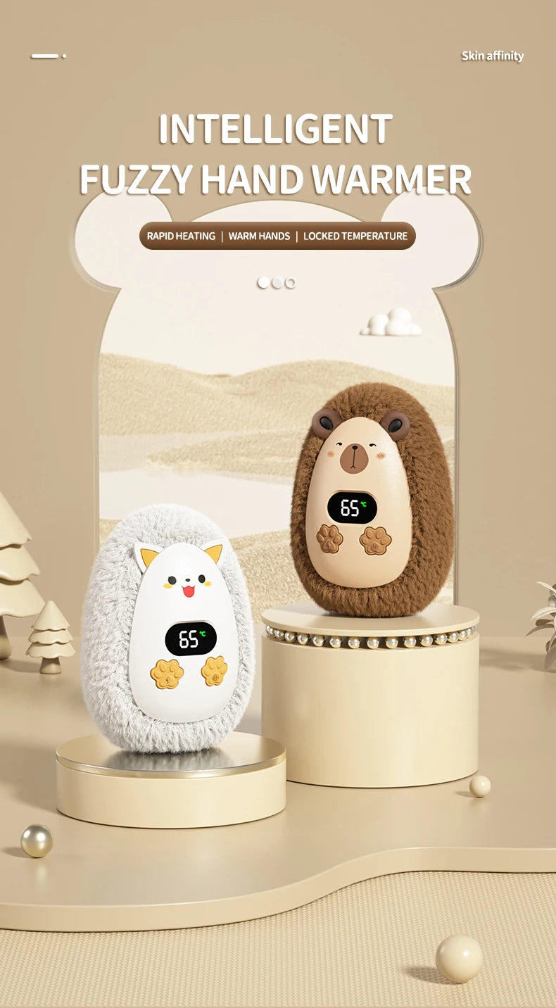 Plush Hand Warmer Winter Mini Portable Three-speed Adjustment Battery Life Long-lasting Smart Temperature Control Hand Warmer
