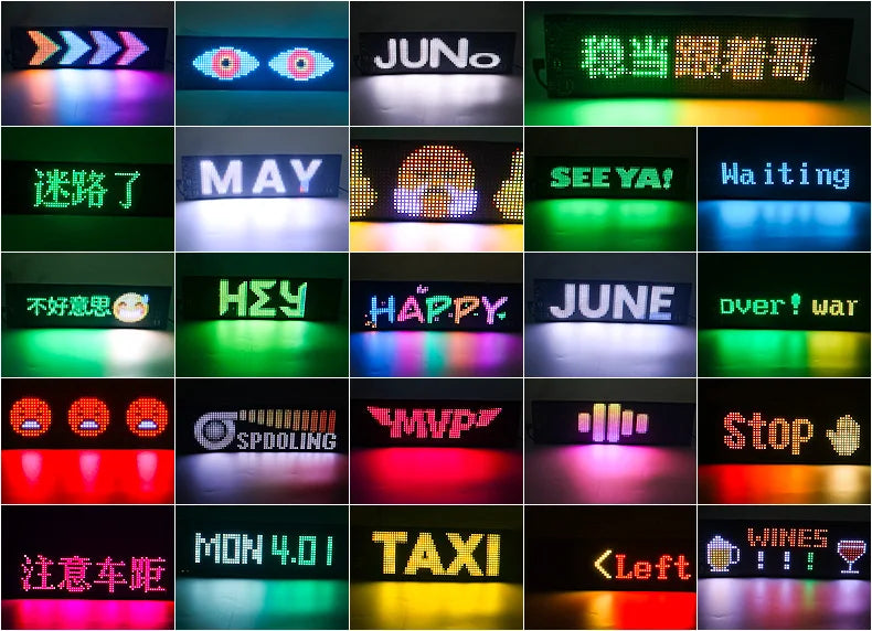 Car Scrolling Advertising Display Programmabl USB APP Control Customizable DIY Bluetooth RGB LED Sign Text Pattern Animation 5V