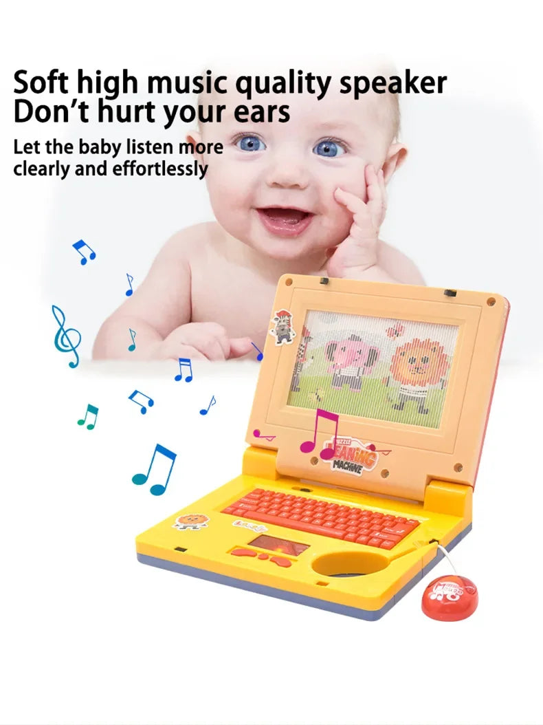 Toddler Puzzle Learning Machine Cartoon Fake Laptop with Light Music Mouse Simulation Computer Enlightening Toys Birthday Gifts