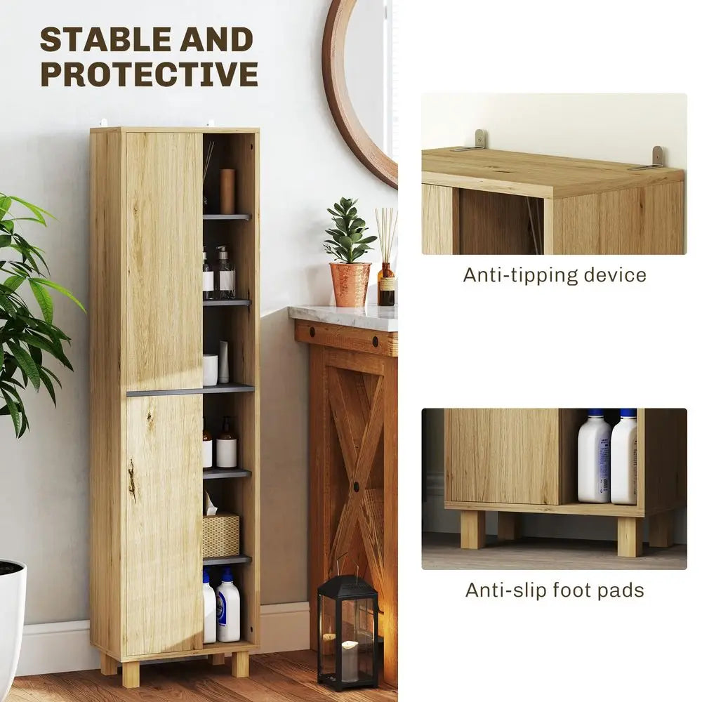 Bathroom Storage Cabinet, Bathroom Storage Unit, Freestanding Bathroom Cabinet with 6 Open Compartments and 6 Shelves