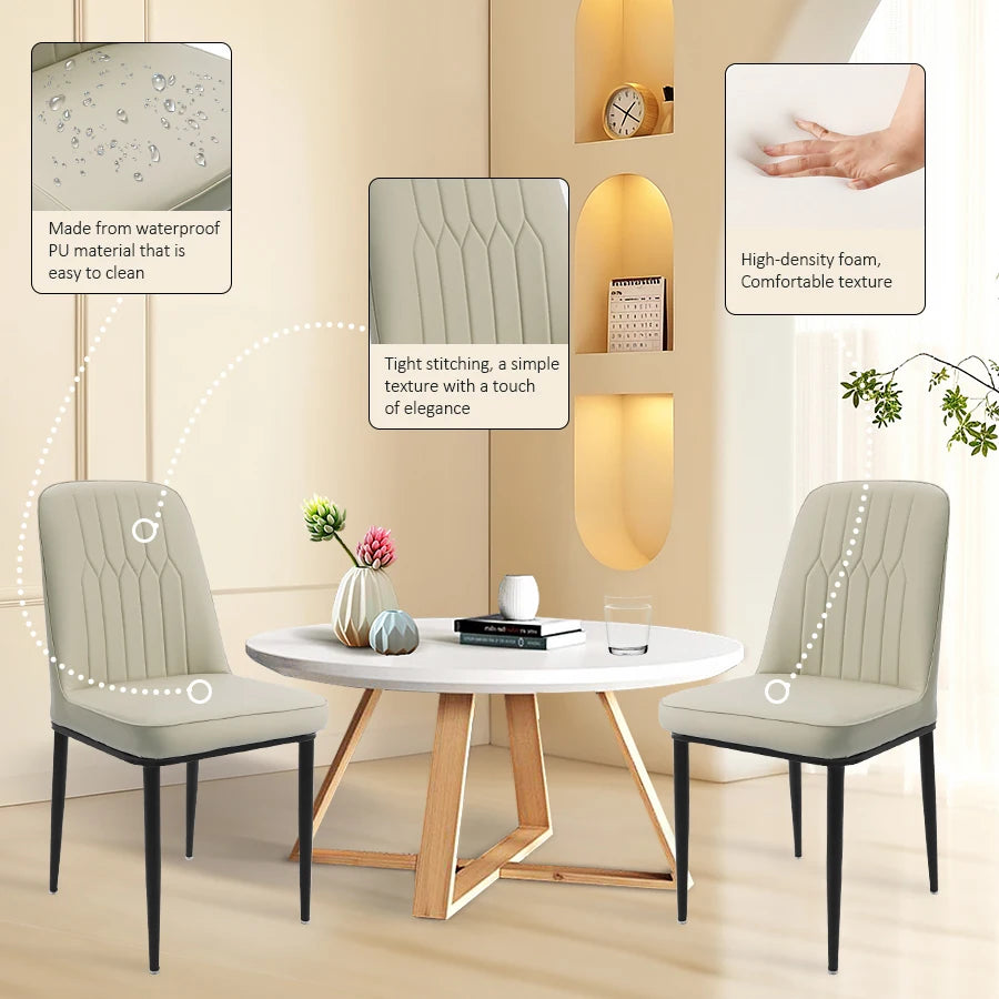 Durrafy High Back Dining Chairs 6-Piece Set, Modern Kitchen Side Chairs, Durable Metal Legs, Easy Cleaning for Daily Use