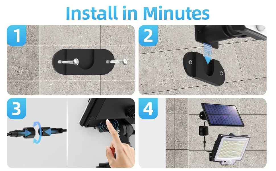 LED Solar Lights 228/328 Outdoor PIR Motion Sensor Wall Lamp IP65 Waterproof Street Light with Remote for Garden Lighting