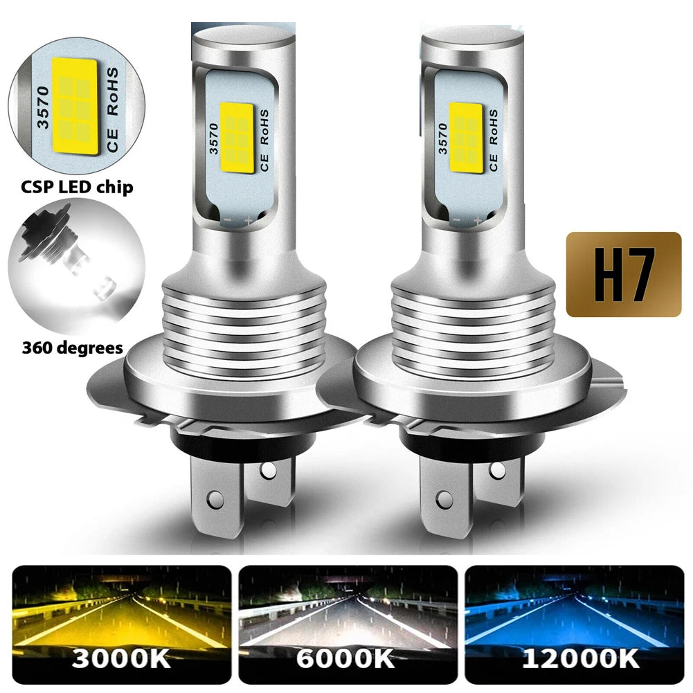 LED H7 20000LM 4300K 8000K 3000K HB3 HB4 9005 9006 H3 H1 H8 H4 H11 H9 Turbo Canbus Led Car Headlight CSP CHIP Fog Light