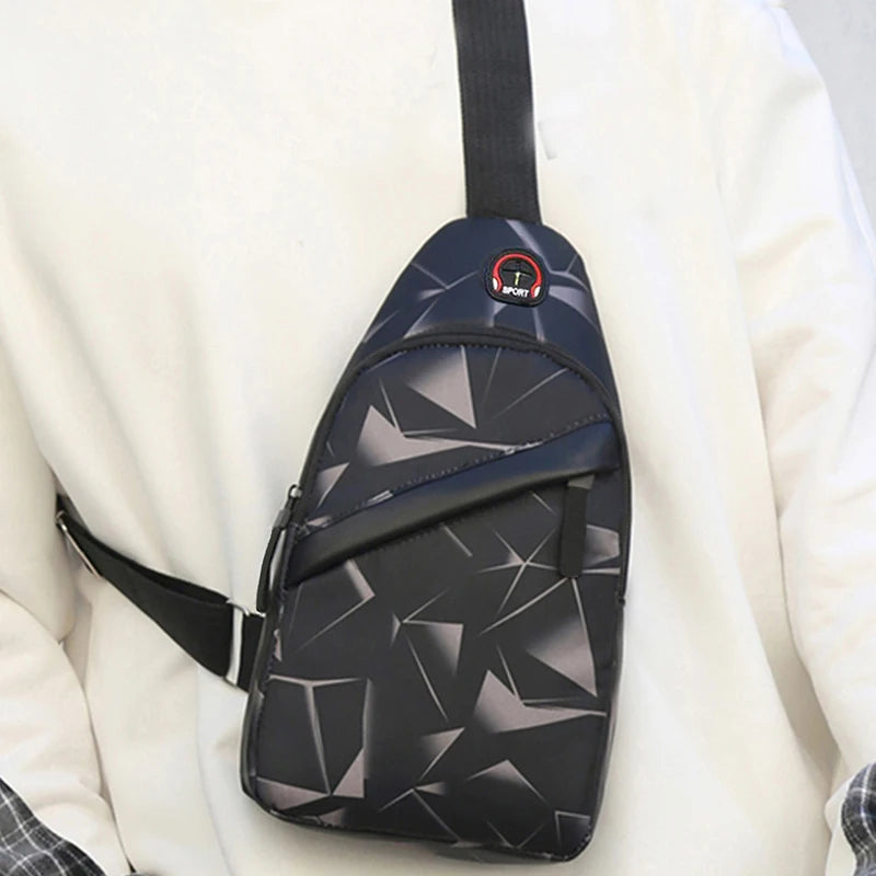 Korean chest bag Men's fashion camouflage men's satchel Shoulder bag Crossbody bag Oxford cloth casual bag Canvas small backpack