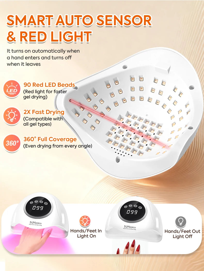 DianaBeauty 380W Professional UV LED Nail Lamp For Quick Drying Gel Nail Polish 90LEDS Gel Drying Lamp With 4 Timer Setting