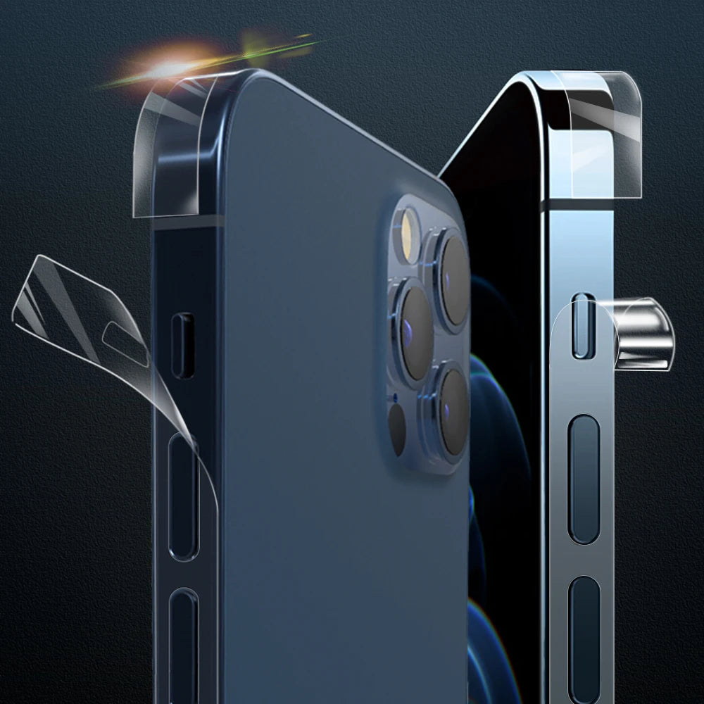 Carbon Fiber Sticker Clear Matte Phone Side Film For iPhone 16 15 14 Plus 13 12 Pro Max Frame Protective Border Hydrogel Film