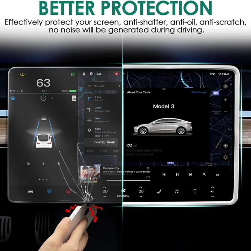 For Tesla Model 3 / Y Silicone Protective Frame Edge Cover Central Control Display Navigation Screen Protector Car Accessories