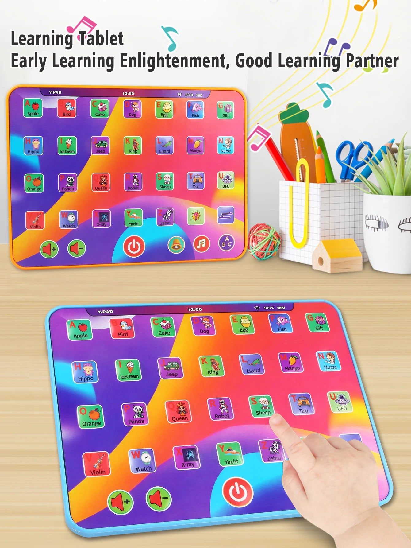 Alphabet Tablet to Learn Letters, Abc, Numbers, Colors, Music & Words, Interactive Toddler Learning & Education Toys for Kids