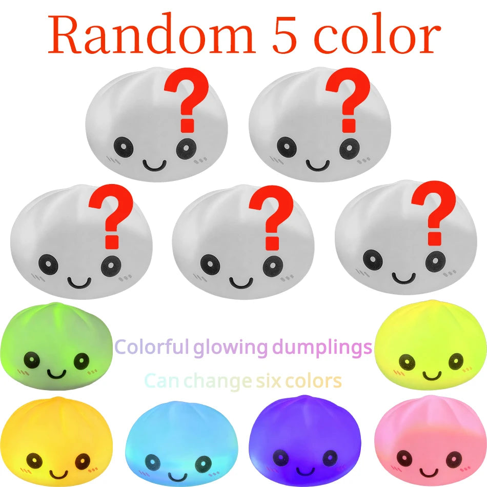Healing silicone dumpling night light, pressable 6-color gradient LED light, office desktop stress relief gadget
